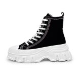 画像1: Unisex muffin daddy high cut chunky thick platform lace-up canvas sneakers ユニセックス 男女兼用 メンズ キャンバス 厚底ハイカット マフィン チャンキーソール 厚底 レースアップスニーカー (1)