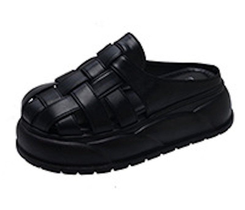 画像9: Soft leather woven platform sandals and slippers　ソフトレザー編みプラットフォーム厚底サンダルスリッパ (9)