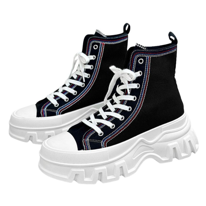 画像2: Unisex muffin daddy high cut chunky thick platform lace-up canvas sneakers ユニセックス 男女兼用 メンズ キャンバス 厚底ハイカット マフィン チャンキーソール 厚底 レースアップスニーカー (2)