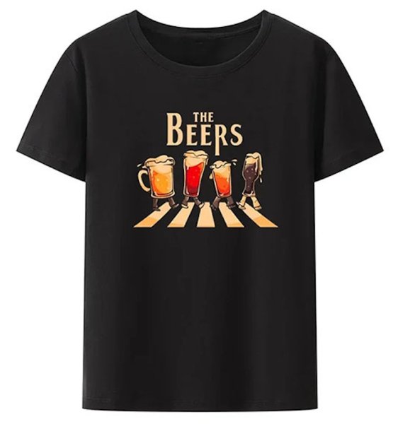 画像1: unisex Abbey Road Beer print  T-shirt   　アビーロードビール プリント 半袖ラウンドネック Tシャツ ユニセックス 男女兼用 (1)