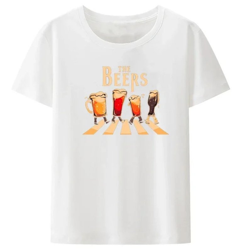 画像2: unisex Abbey Road Beer print  T-shirt   　アビーロードビール プリント 半袖ラウンドネック Tシャツ ユニセックス 男女兼用 (2)