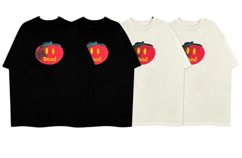 画像3: unisex Smiley Face Tomato print  T-shirt   　スマイリーフェイストマト プリント 半袖ラウンドネック Tシャツ ユニセックス 男女兼用 (3)