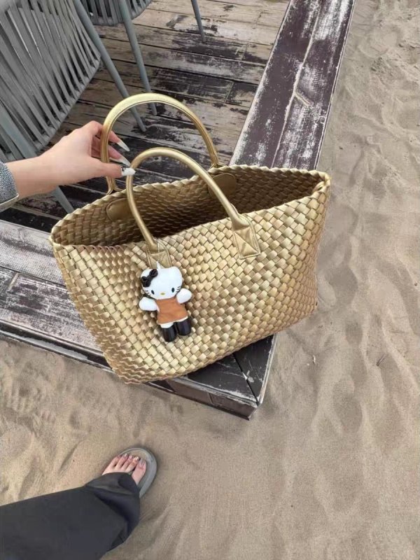 画像7: Large capacity leather woven tote shoulder bag　　ラージキャパシティーレザー編みトートショルダーバッグ (7)