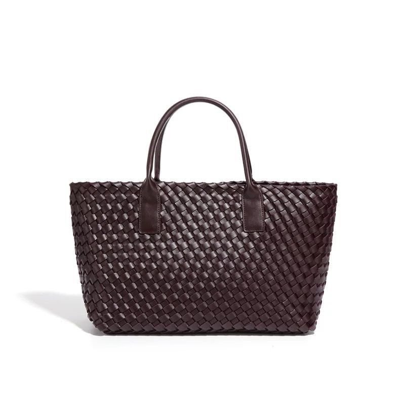 画像2: Large capacity leather woven tote shoulder bag　　ラージキャパシティーレザー編みトートショルダーバッグ (2)