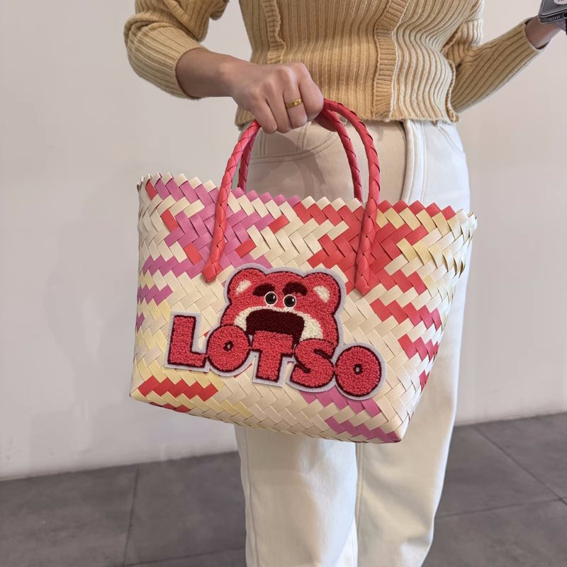 画像3: Lotso Applique Basket Bag tote bag　ロッツォアップリケ かご籠バスケットバッグトートバッグ (3)