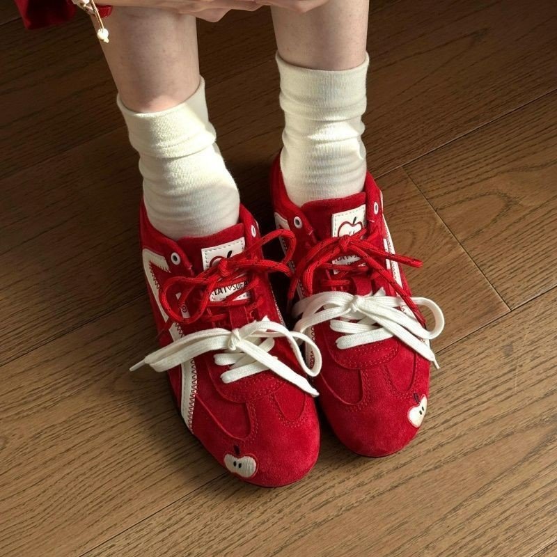 画像8: Women's Eyeball and apple embroidered leather lace-up sneakers　アイボール＆アップル刺繍 レザーレースアップスニーカー (8)