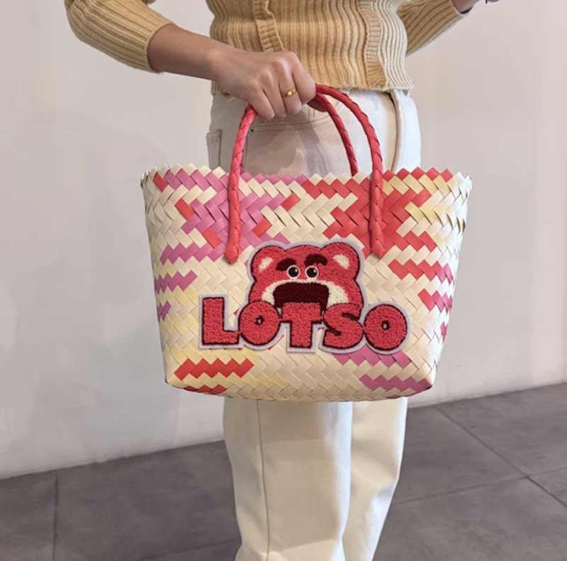 画像4: Lotso Applique Basket Bag tote bag　ロッツォアップリケ かご籠バスケットバッグトートバッグ (4)