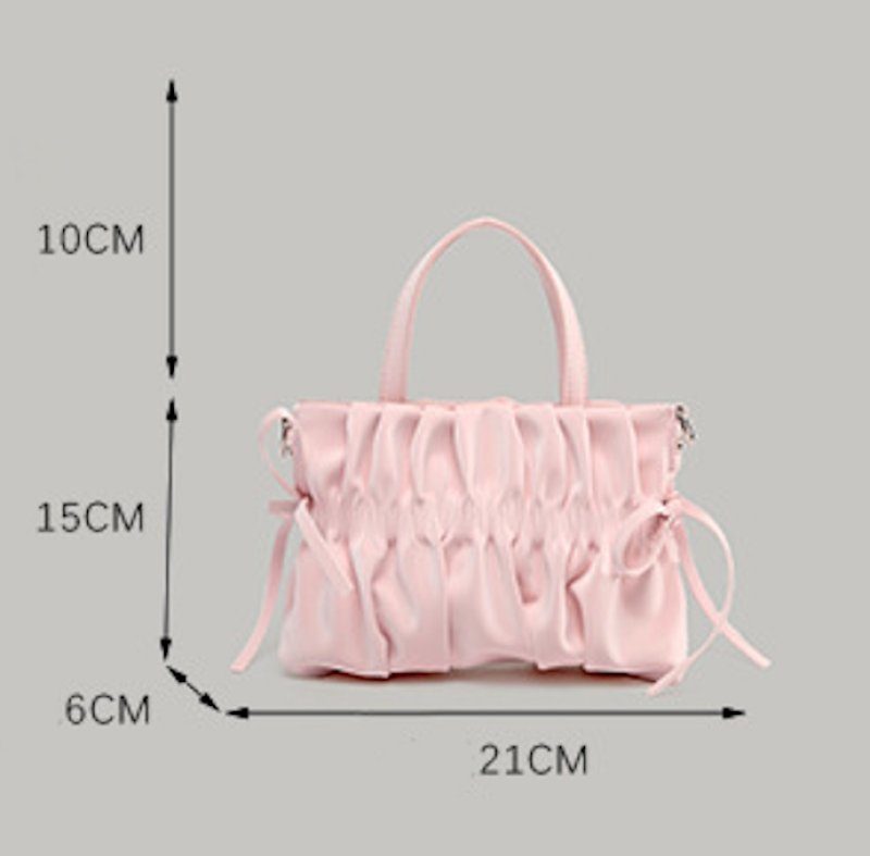 画像7: Leather pleated and ribbon tote shoulder bag　レザープリーツ＆リボントートショルダーバッグ (7)