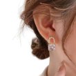 画像1: pearl rhinestone bag design earrings pierce  即納パール＆ラインストーバッグ型ピアス イヤリング (1)