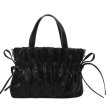画像2: Leather pleated and ribbon tote shoulder bag　レザープリーツ＆リボントートショルダーバッグ (2)