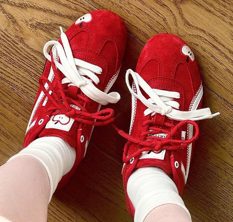 画像9: Women's Eyeball and apple embroidered leather lace-up sneakers　アイボール＆アップル刺繍 レザーレースアップスニーカー (9)