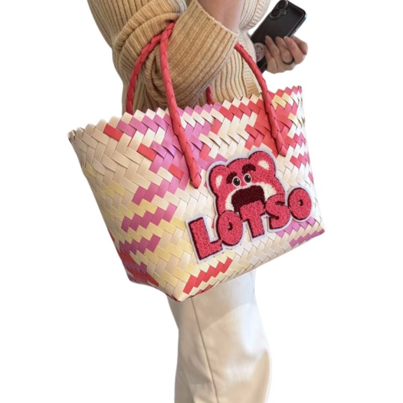 画像2: Lotso Applique Basket Bag tote bag　ロッツォアップリケ かご籠バスケットバッグトートバッグ (2)