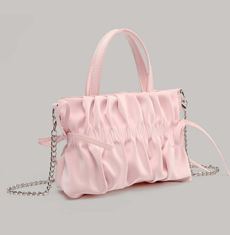 画像5: Leather pleated and ribbon tote shoulder bag　レザープリーツ＆リボントートショルダーバッグ (5)