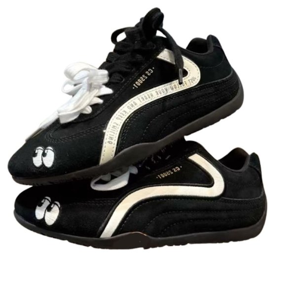 画像1: Women's Eyeball and apple embroidered leather lace-up sneakers　アイボール＆アップル刺繍 レザーレースアップスニーカー (1)