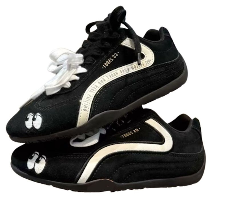 画像1: Women's Eyeball and apple embroidered leather lace-up sneakers　アイボール＆アップル刺繍 レザーレースアップスニーカー (1)