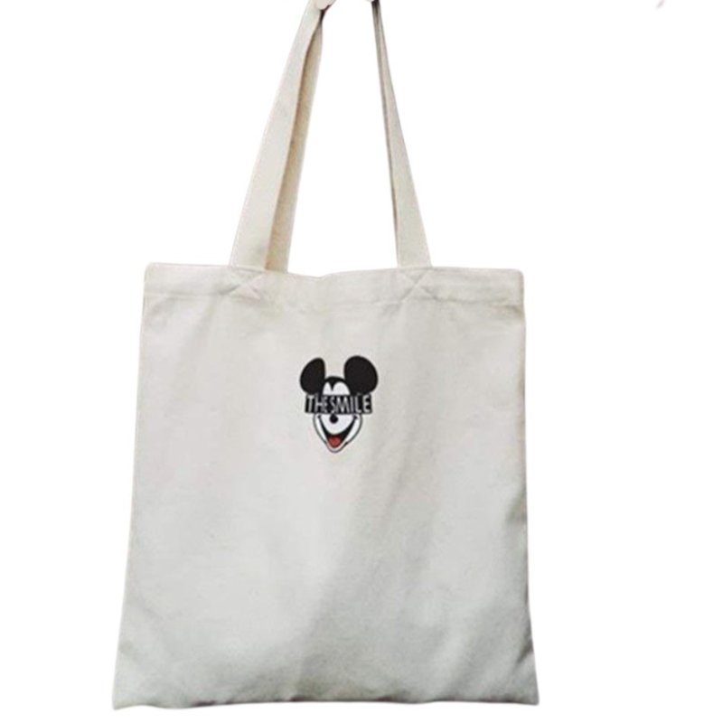 画像2: Unisex THE SMILE Mickey Mouse canvas tote shoulder bag　ユニセックス男女兼用THE SMILEミッキーマウス キャンバストートショルダーバッグ (2)