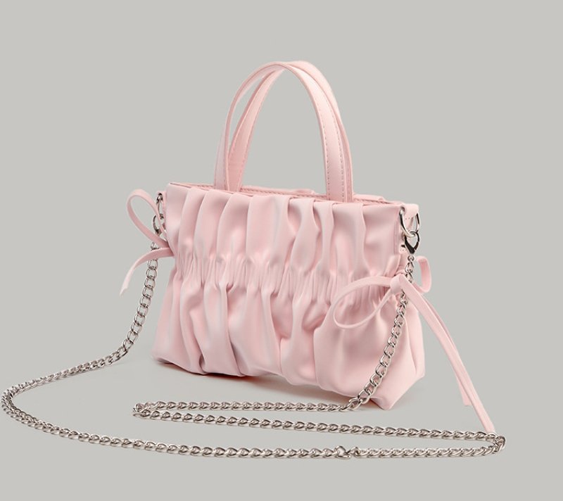 画像4: Leather pleated and ribbon tote shoulder bag　レザープリーツ＆リボントートショルダーバッグ (4)