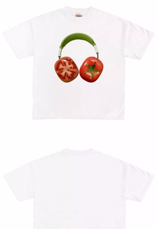 unisex Tomato Headphones Print Print T-shirt トマト