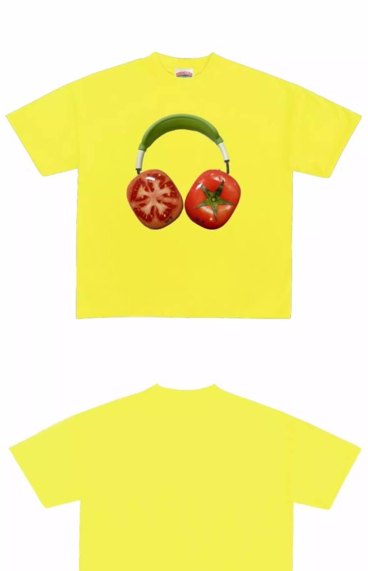 画像4: unisex Tomato Headphones Print  Print T-shirt   　トマトヘッドフォンプリント  半袖ラウンドネック Tシャツ ユニセックス 男女兼用 　  (4)