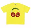 画像1: unisex Tomato Headphones Print  Print T-shirt   　トマトヘッドフォンプリント  半袖ラウンドネック Tシャツ ユニセックス 男女兼用 　  (1)