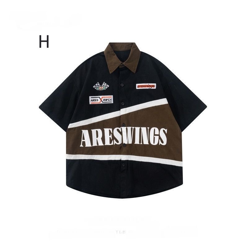 画像8: unisex American retro hip hop street racing & bowling shirt  　アメリカンレトロヒップホップストリートビンテージスタイルレーシング＆ボーリング シャツユニセックス 男女兼用 　  (8)