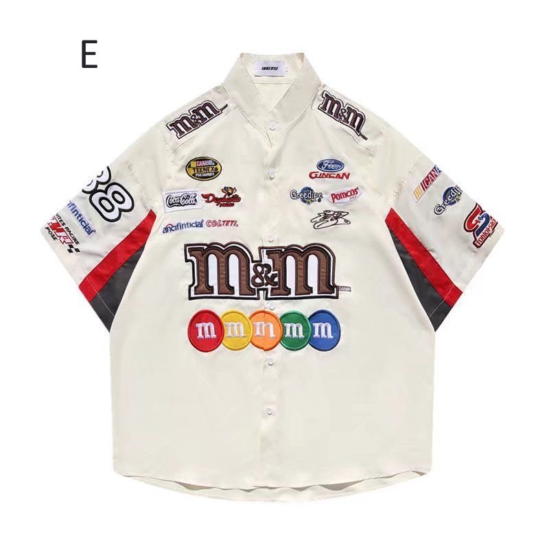 画像5: unisex American retro hip hop street racing & bowling shirt  　アメリカンレトロヒップホップストリートビンテージスタイルレーシング＆ボーリング シャツユニセックス 男女兼用 　  (5)