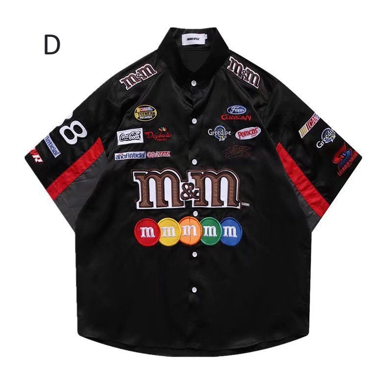 画像4: unisex American retro hip hop street racing & bowling shirt  　アメリカンレトロヒップホップストリートビンテージスタイルレーシング＆ボーリング シャツユニセックス 男女兼用 　  (4)