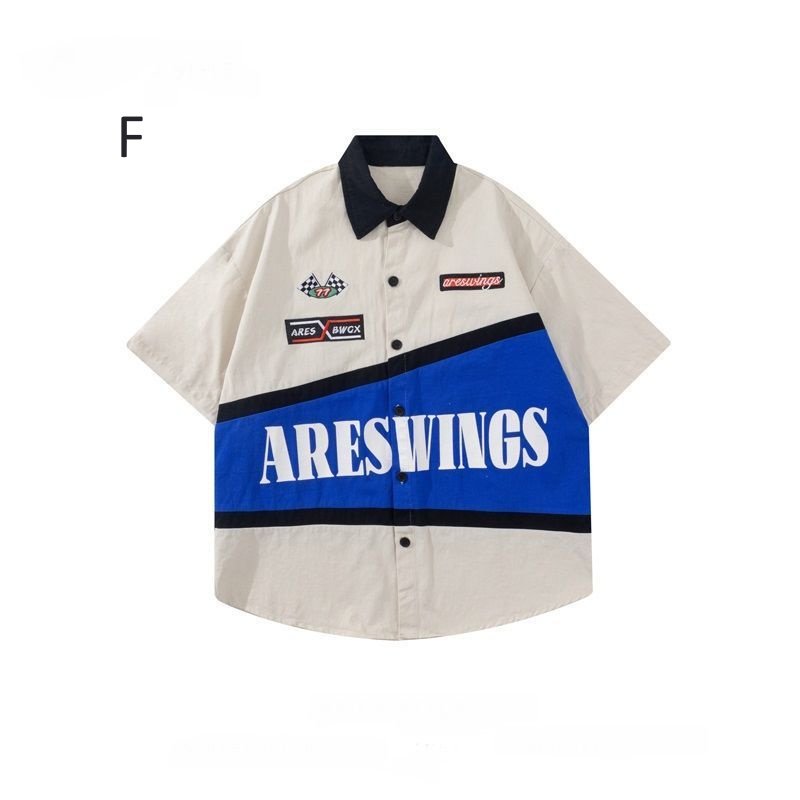 画像6: unisex American retro hip hop street racing & bowling shirt  　アメリカンレトロヒップホップストリートビンテージスタイルレーシング＆ボーリング シャツユニセックス 男女兼用 　  (6)