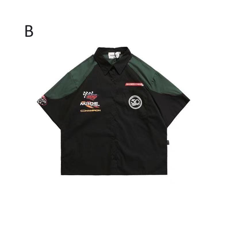 画像2: unisex American retro hip hop street racing & bowling shirt  　アメリカンレトロヒップホップストリートビンテージスタイルレーシング＆ボーリング シャツユニセックス 男女兼用 　  (2)