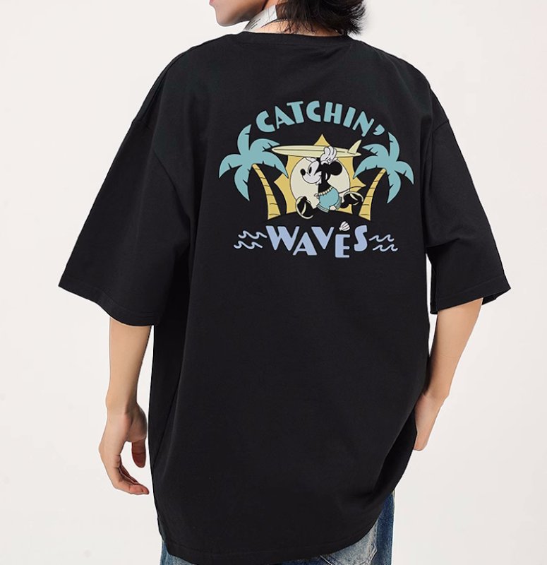 画像8: unisex Surfer Mickey Mouse Print T-shirt   　サーファーミッキーマウスミッキープリント  半袖ラウンドネック Tシャツ ユニセックス 男女兼用 　  (8)