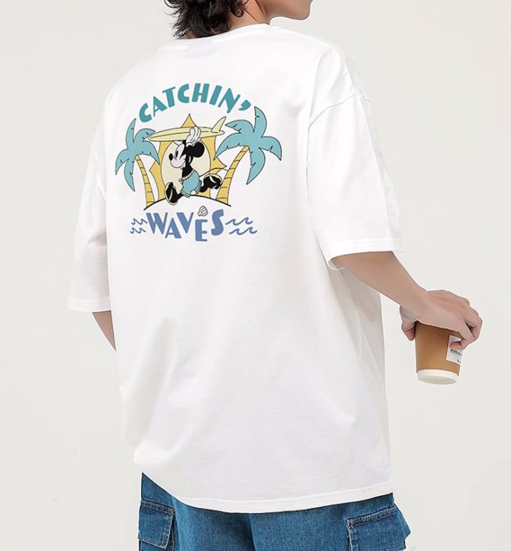 画像10: unisex Surfer Mickey Mouse Print T-shirt   　サーファーミッキーマウスミッキープリント  半袖ラウンドネック Tシャツ ユニセックス 男女兼用 　  (10)