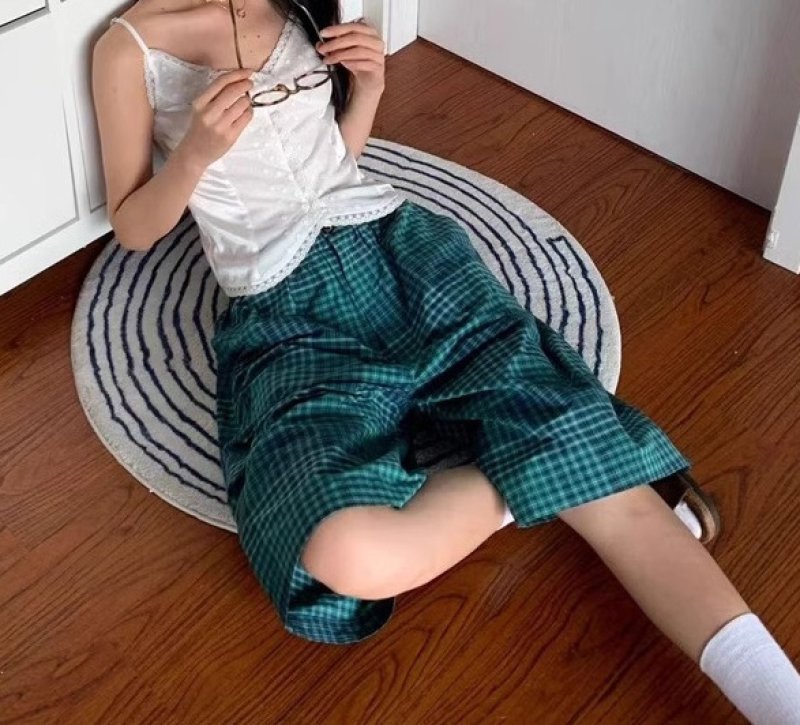 画像2: Unisex Checked half casual pants Bermuda pants　 男女兼用  ユニセックス チェックハーフカジュアルパンツバミューダパンツ5分丈パンツ (2)