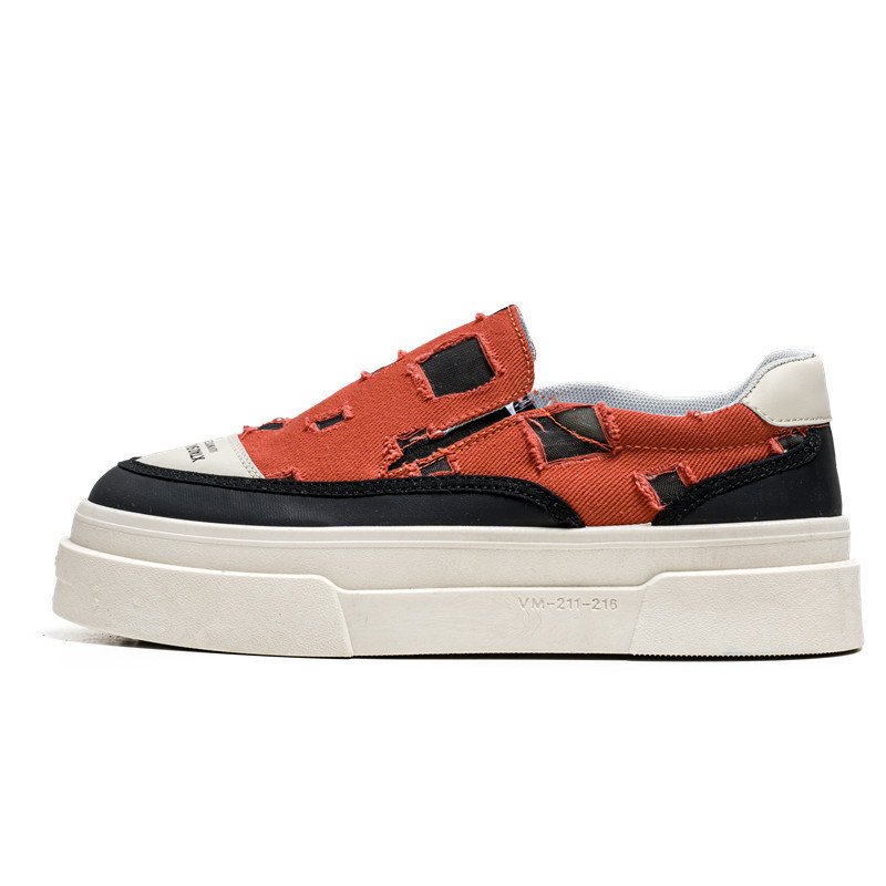 画像2: Distressed canvas platform sneakers, slip-ons Shoes　ユニセックス 男女兼用ダメージキャンバス厚底スニーカースリッポン (2)