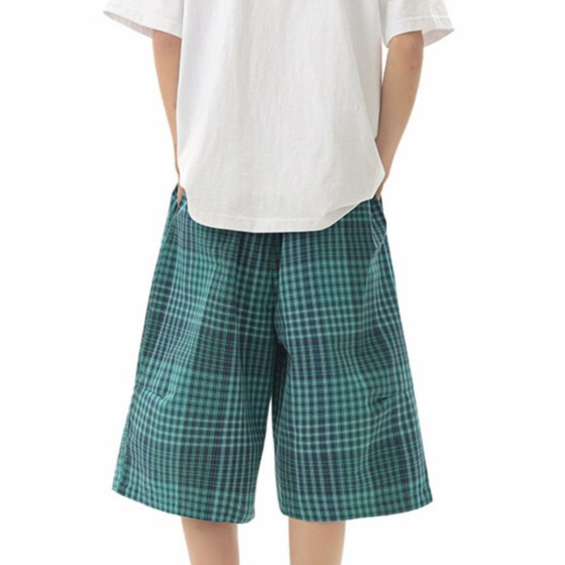 画像4: Unisex Checked half casual pants Bermuda pants　 男女兼用  ユニセックス チェックハーフカジュアルパンツバミューダパンツ5分丈パンツ (4)