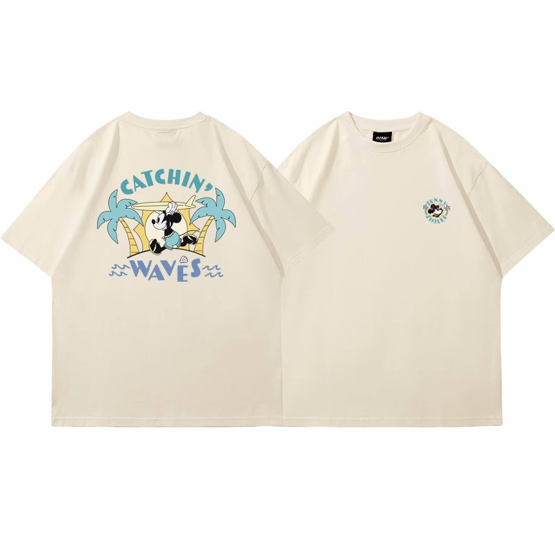 画像3: unisex Surfer Mickey Mouse Print T-shirt   　サーファーミッキーマウスミッキープリント  半袖ラウンドネック Tシャツ ユニセックス 男女兼用 　  (3)