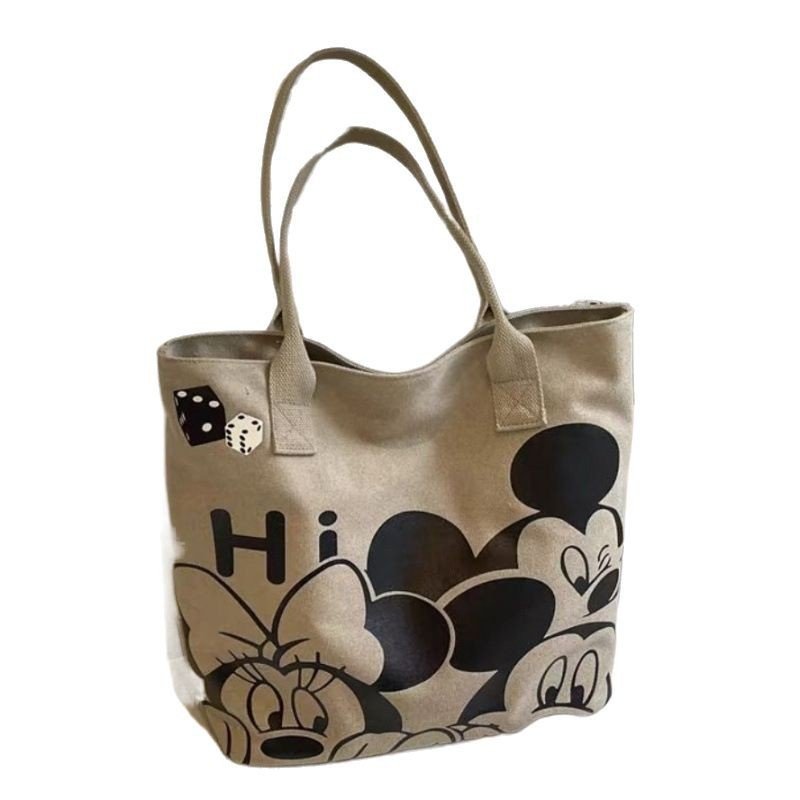 画像2: Unisex Mickey Mouse & Dice Canvas Large Capacity Tote Shoulder Bag　ユニセックス男女兼用ミッキーマウス&ダイスキャンバスラージキャパシティートートショルダーバッグ (2)