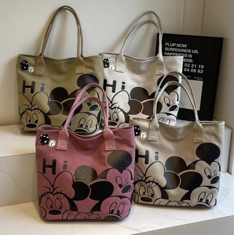 画像7: Unisex Mickey Mouse & Dice Canvas Large Capacity Tote Shoulder Bag　ユニセックス男女兼用ミッキーマウス&ダイスキャンバスラージキャパシティートートショルダーバッグ (7)