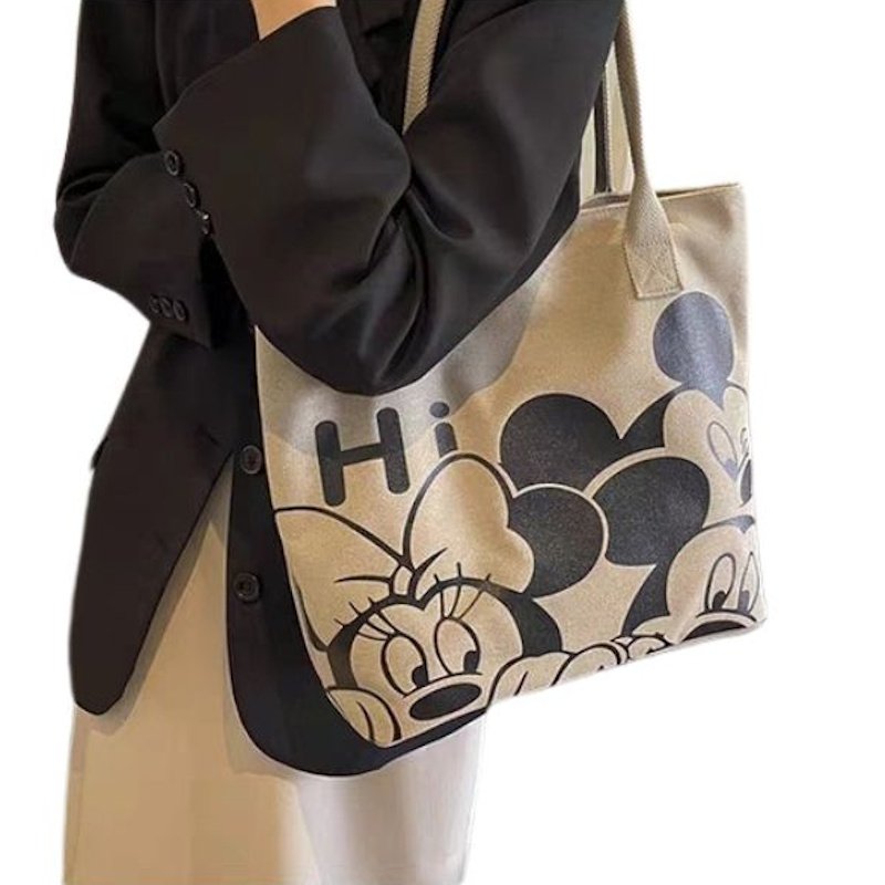 画像6: Unisex Mickey Mouse & Dice Canvas Large Capacity Tote Shoulder Bag　ユニセックス男女兼用ミッキーマウス&ダイスキャンバスラージキャパシティートートショルダーバッグ (6)