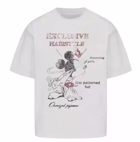 画像1: unisex Vintage Style Washed Mickey Mouse Print T-shirt   　ヴィンテージスタイル ウォッシュミッキーマウスプリント  半袖ラウンドネック Tシャツ ユニセックス 男女兼用 　  (1)