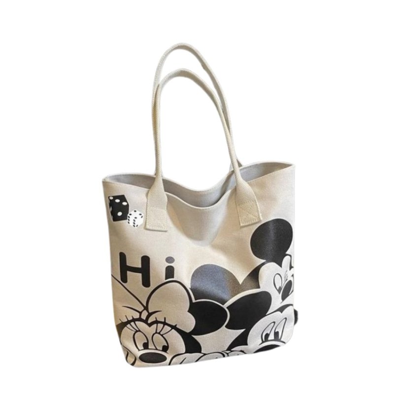 画像1: Unisex Mickey Mouse & Dice Canvas Large Capacity Tote Shoulder Bag　ユニセックス男女兼用ミッキーマウス&ダイスキャンバスラージキャパシティートートショルダーバッグ (1)