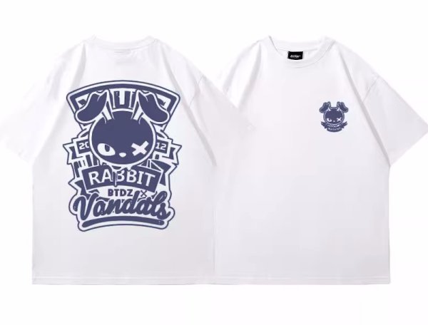 画像1: unisex  KAWS Rabbit Print T-shirt   　カウズラビットプリント  半袖ラウンドネック Tシャツ ユニセックス 男女兼用 　  (1)