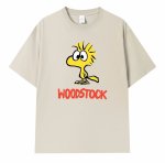 画像1: unisex Snoopy Family Woodstock Print T-shirt   　スヌーピーファミリーウッドストックプリント  半袖ラウンドネック Tシャツ ユニセックス 男女兼用 　  (1)
