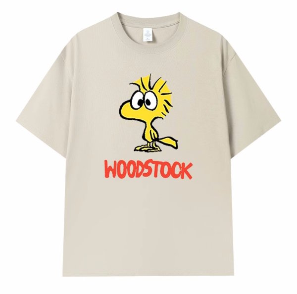 画像1: unisex Snoopy Family Woodstock Print T-shirt   　スヌーピーファミリーウッドストックプリント  半袖ラウンドネック Tシャツ ユニセックス 男女兼用 　  (1)