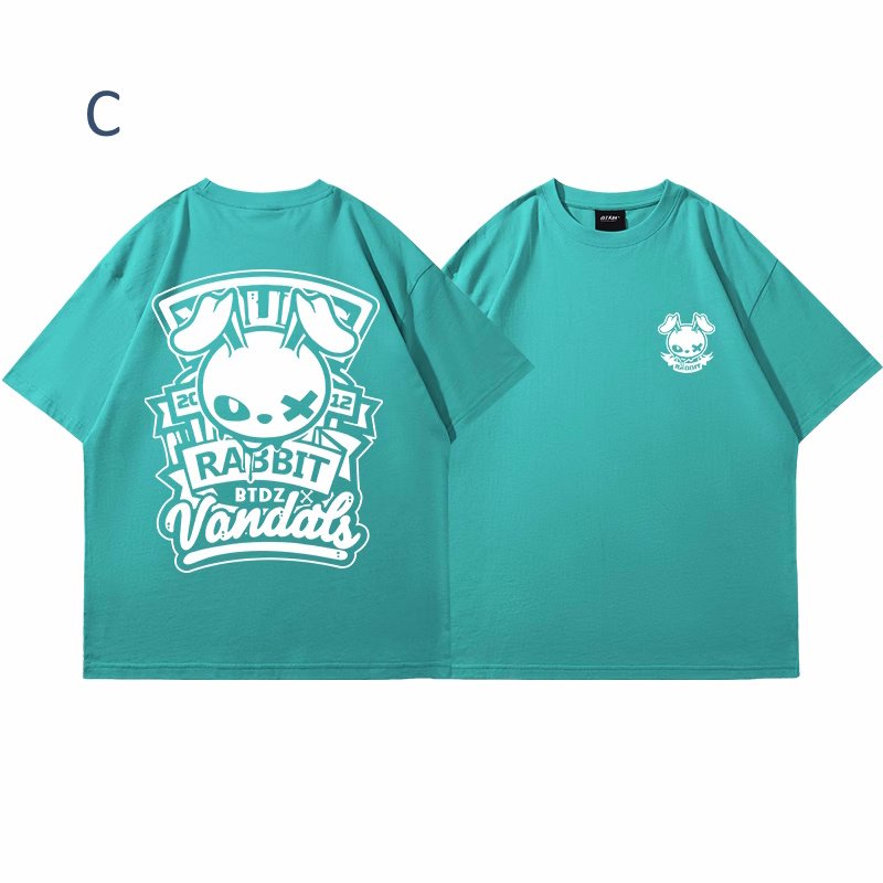 画像2: unisex  KAWS Rabbit Print T-shirt   　カウズラビットプリント  半袖ラウンドネック Tシャツ ユニセックス 男女兼用 　  (2)