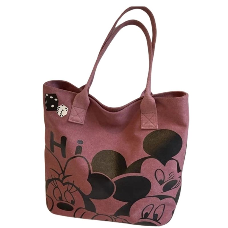 画像4: Unisex Mickey Mouse & Dice Canvas Large Capacity Tote Shoulder Bag　ユニセックス男女兼用ミッキーマウス&ダイスキャンバスラージキャパシティートートショルダーバッグ (4)
