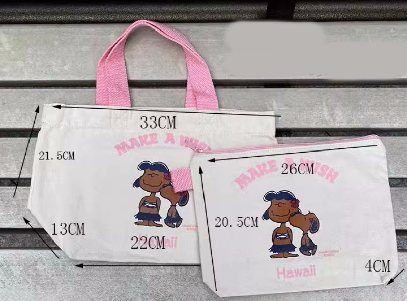 画像9: Unisex Snoopy x Hawaii Print Canvas Tote & Pouch Set　ユニセックス男女兼用スヌーピー×ハワイプリントキャンバストート＆ポーチセット (9)