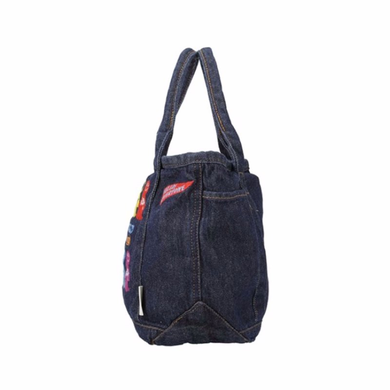 画像7: Unisex Mr. Friendly Embroidered Denim Tote Shoulder Bag　ユニセックス男女兼用ミスターフレンドリー刺繍デニムトートショルダーバッグ (7)