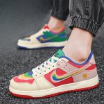 画像3: 25 Pop color Rainbow smile graphic leather lace-up sneakers 男女兼用ユニセックスポップカラー レインボースマイル ニコちゃん グラフィックレースアップレザースニーカー (3)