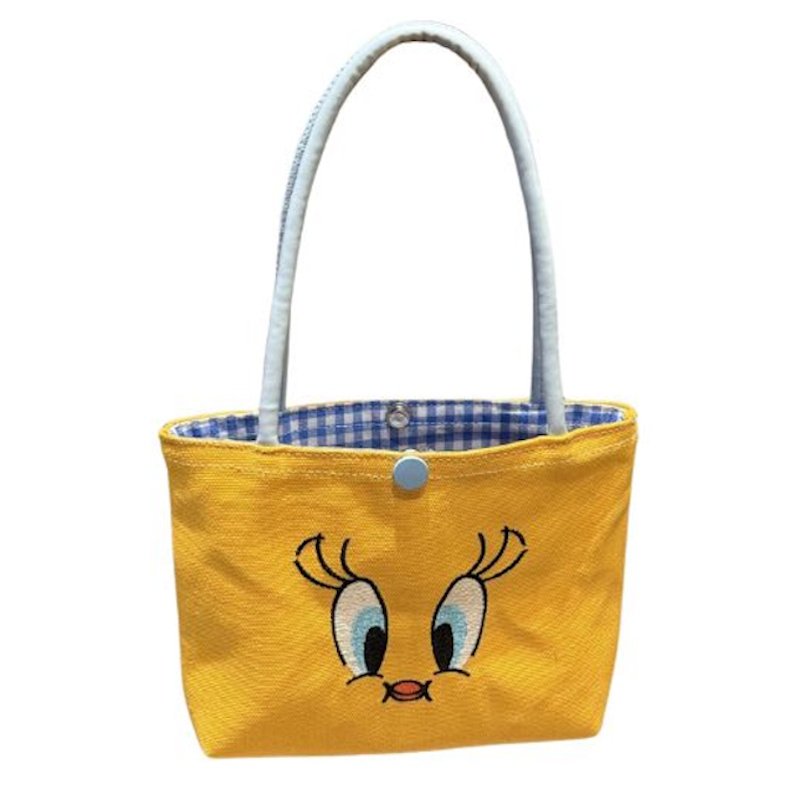 画像7: Unisex Looney Tunes Tweety Check Lining Canvas Small Tote Bag 　ユニセックス男女兼用ルーニー・テューンズ トゥイーティー裏地チェックキャンバススモールトートバッグ (7)
