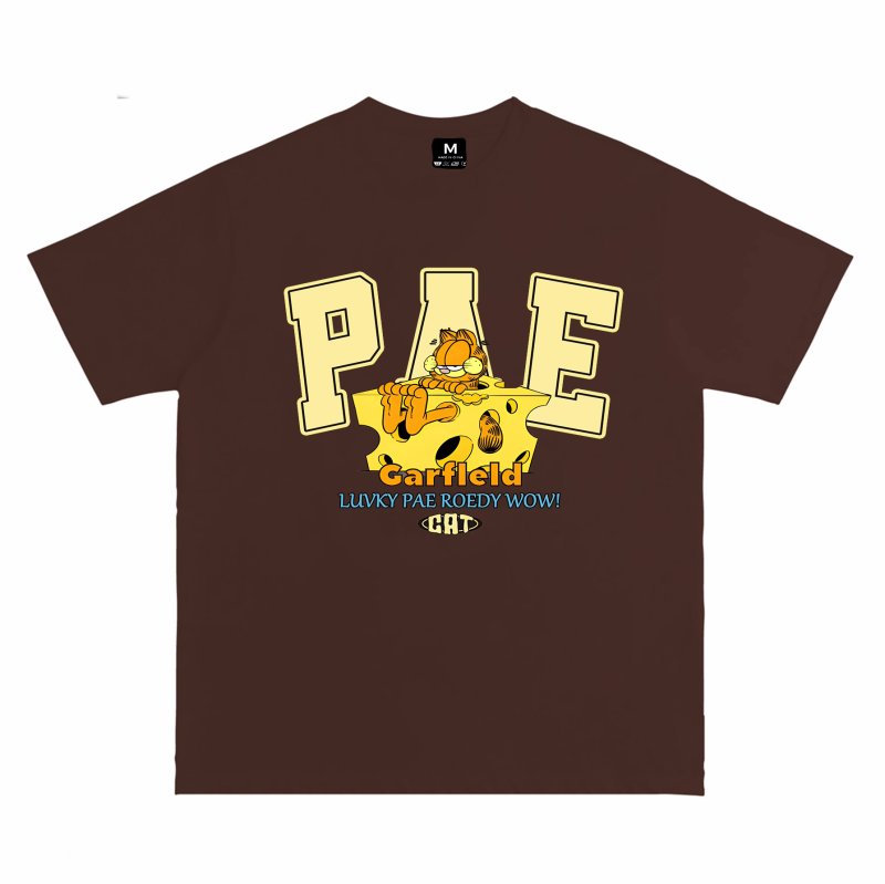 画像4: unisex PAE x Garfield x Cheese Print T-shirt   　PAE×ガーフィールド×チーズプリント  半袖ラウンドネック Tシャツ ユニセックス 男女兼用 　  (4)